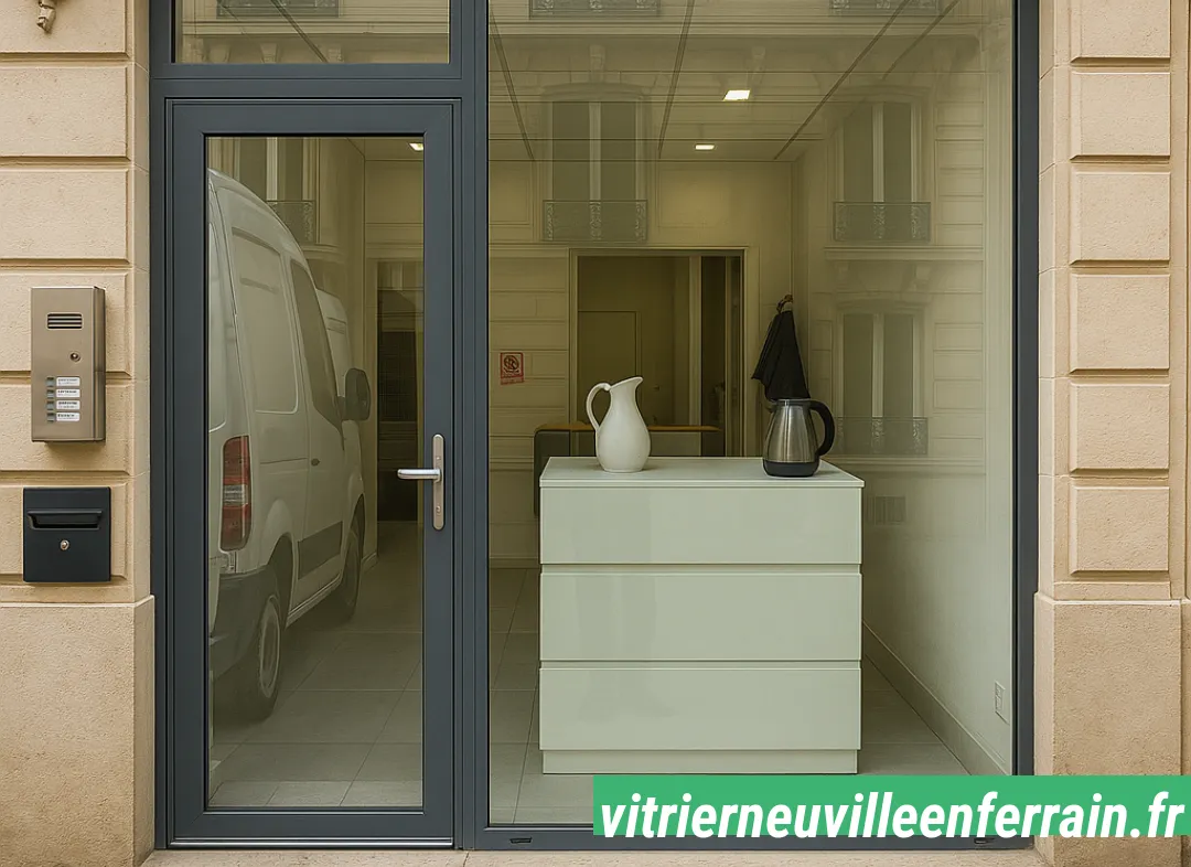 Façade vitrine de magasin en aluminium sur mesure à Neuville-en-Ferrain